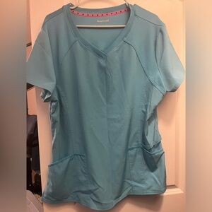 Heart Soul Teal Blue V-Neck Medical Scrub Top